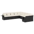 vidaXL 10 Piece Garden Sofa Set with Cushions Black Poly Rattan
