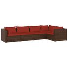 vidaXL 5 Piece Garden Lounge Set with Cushions Poly Rattan Brown