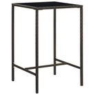 vidaXL Garden Bar Table Brown 70x70x110 cm Poly Rattan and Glass