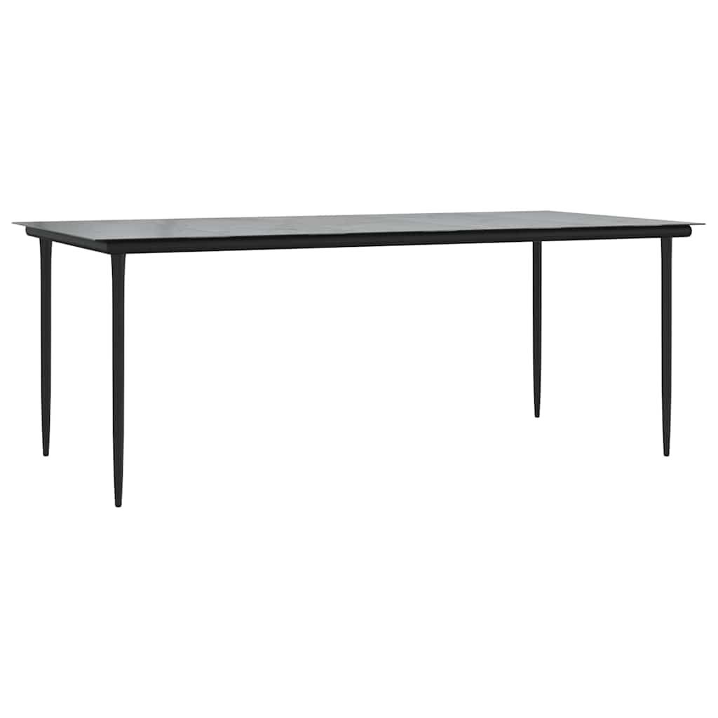 vidaXL Patio Dining Table Black 78.7"x39.4"x29.1" Steel and Tempered Glass