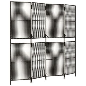 vidaXL Room Divider 4 Panels Gray Poly Rattan