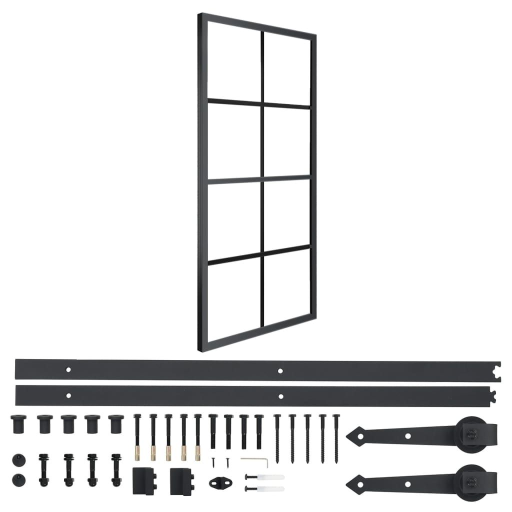 vidaXL Sliding Door Aluminium and ESG Glass with Hardware 76x205cm