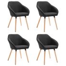 vidaXL Dining Chairs 4 pcs Black Fabric