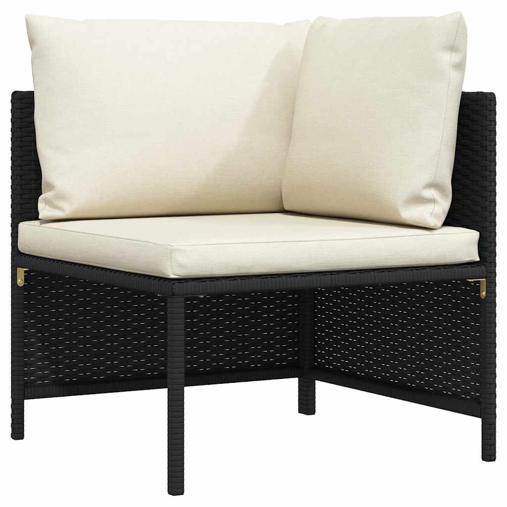 vidaXL Sectional Corner Sofa with Cushions Black Poly Rattan
