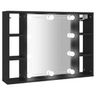 vidaXL Mirror Cabinet with LED Black 29.9"x5.9"x21.7"