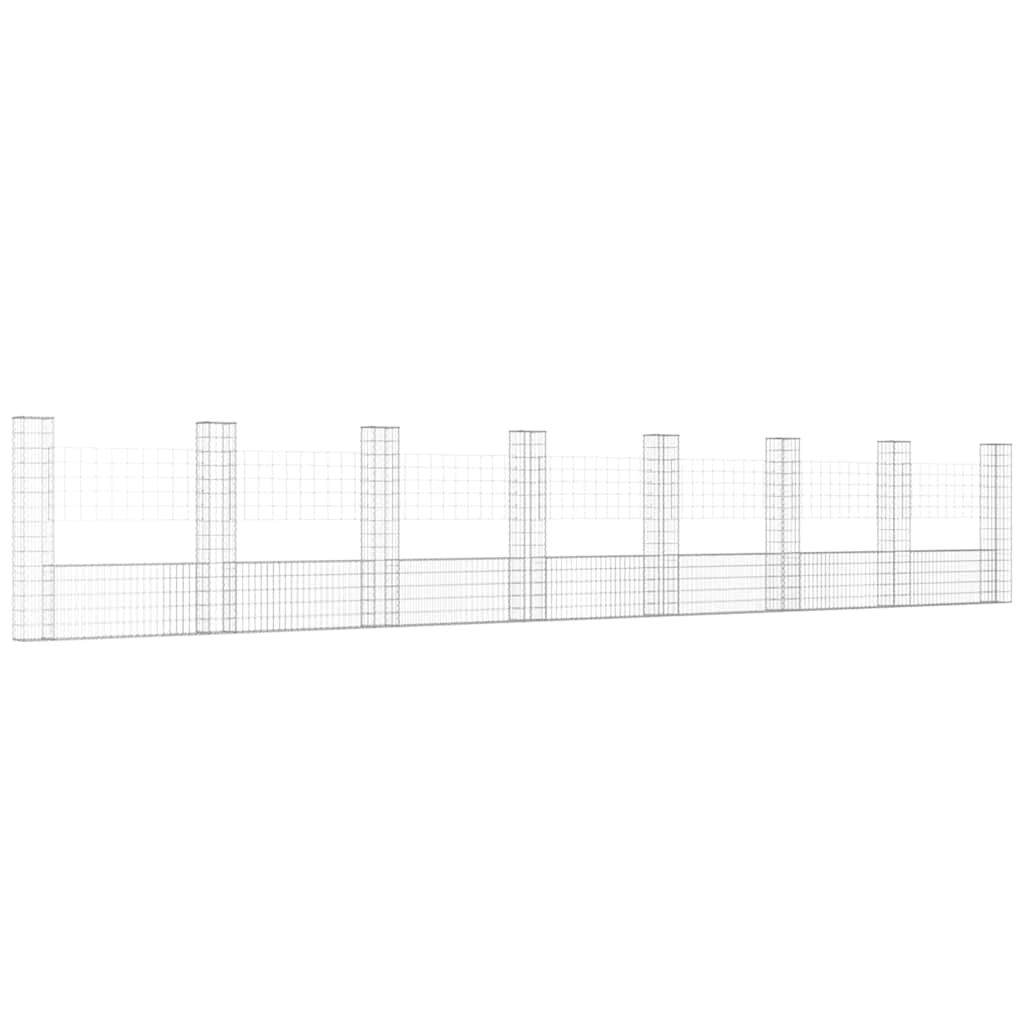 vidaXL U-shape Gabion Basket with 8 Posts Iron 860x20x150 cm