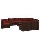 vidaXL 10 Piece Patio Lounge Set with Cushions Poly Rattan Brown