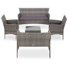 vidaXL 5 Piece Patio Lounge Set With Cushions Poly Rattan Gray