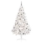 vidaXL Artificial Half Pre-lit Christmas Tree with Ball Set White 70.9"