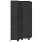 vidaXL Room Divider 4 Panels Black Solid Wood Paulownia