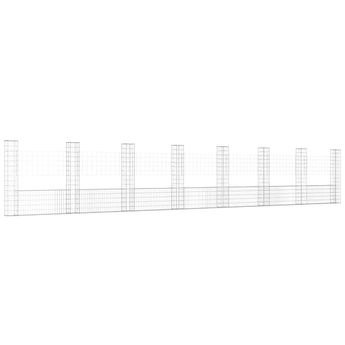 vidaXL U-shape Gabion Basket with 8 Posts Iron 860x20x150 cm