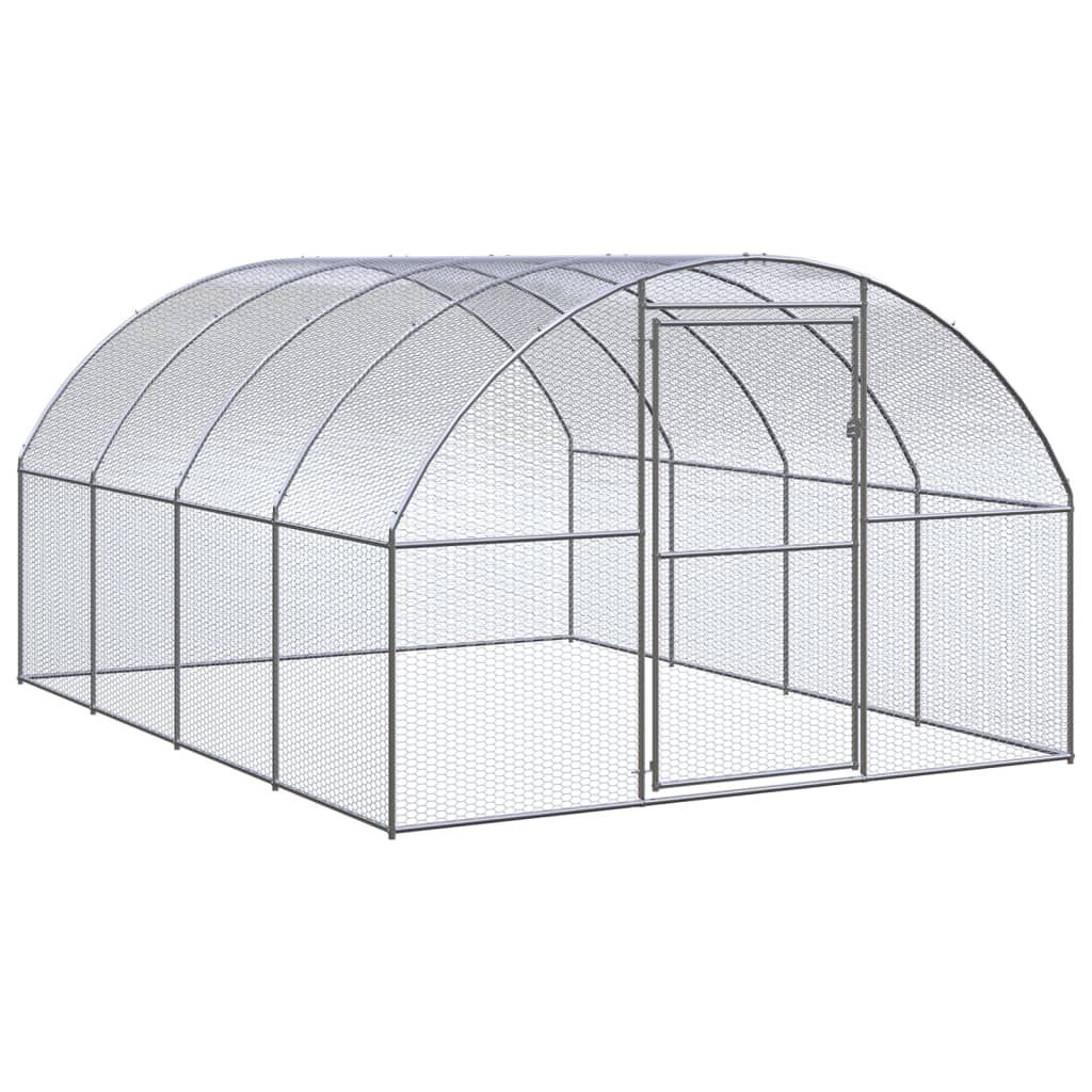 vidaXL Outdoor Chicken Coop 9.8'x13.1'x6.6' Galvanized Steel