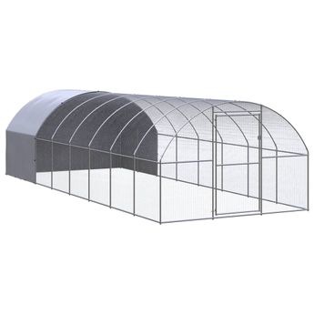 vidaXL Outdoor Chicken Coop 9.8'x26.2'x6.6' Galvanized Steel