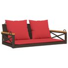 vidaXL Swing Bench with Cushions Brown 42.9"x24.4"x15.7" Poly Rattan