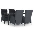 vidaXL 5 Piece Patio Dining Set Dark Gray Poly Rattan