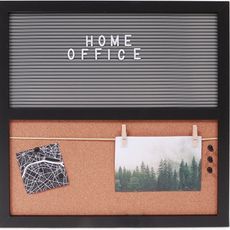 HOME OFFICE cork board with letters 40x40 cm, black