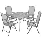 vidaXL 5 Piece Patio Dining Set with Folding Chairs Steel Anthracite