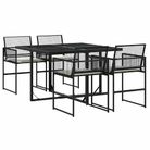 vidaXL 5 Piece Garden Dining Set with Cushions Black Poly Rattan
