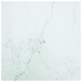 vidaXL Table Top White 70x70 cm 6 mm Tempered Glass with Marble Design