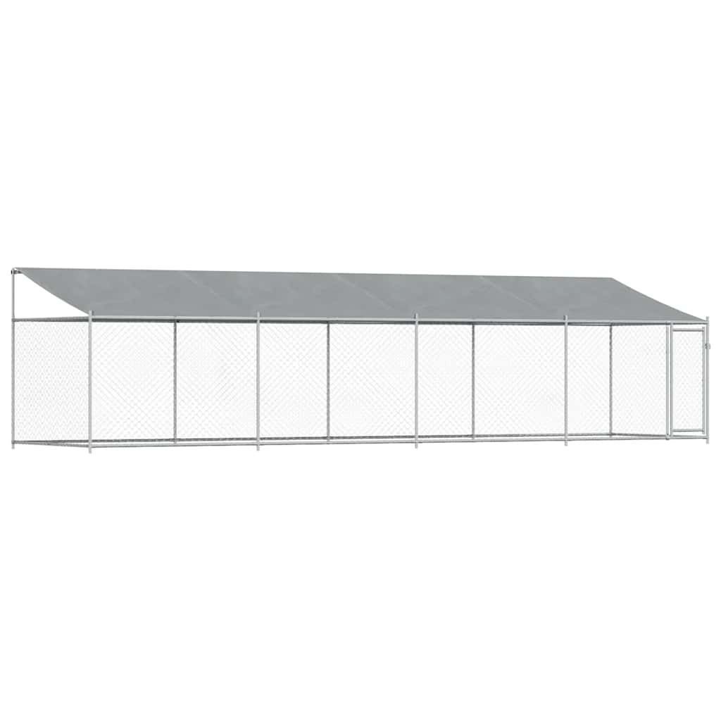 vidaXL Dog Cage with Roof and Door Gray 26.2'x6.6'x6.6' Galvanized Steel