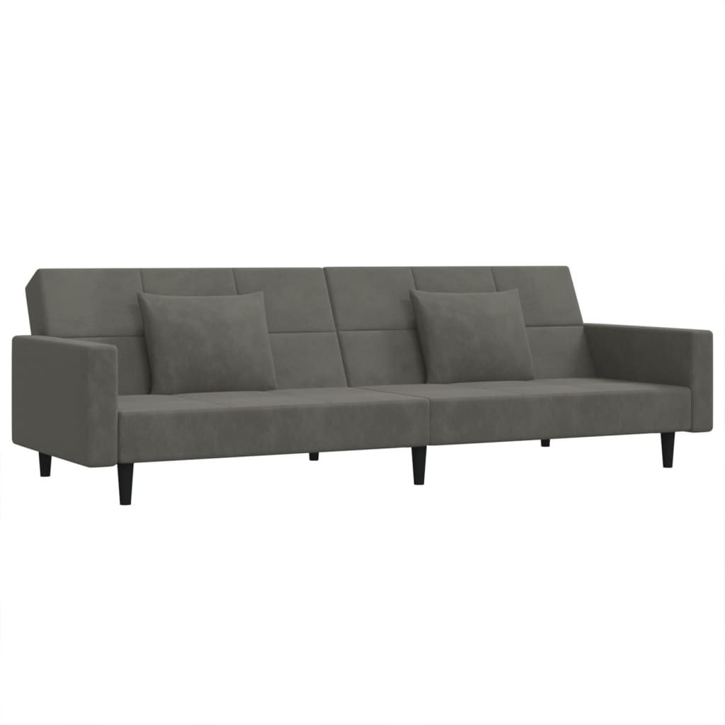 vidaXL 2-Seater Sofa Bed with Two Pillows Dark Gray Velvet