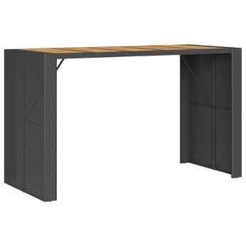 vidaXL Patio Bar Table with Acacia Wood Top Black 72.8"x31.5"x43.3" Poly Rattan