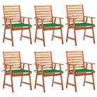 vidaXL Outdoor Dining Chairs 6 pcs with Cushions Solid Acacia Wood