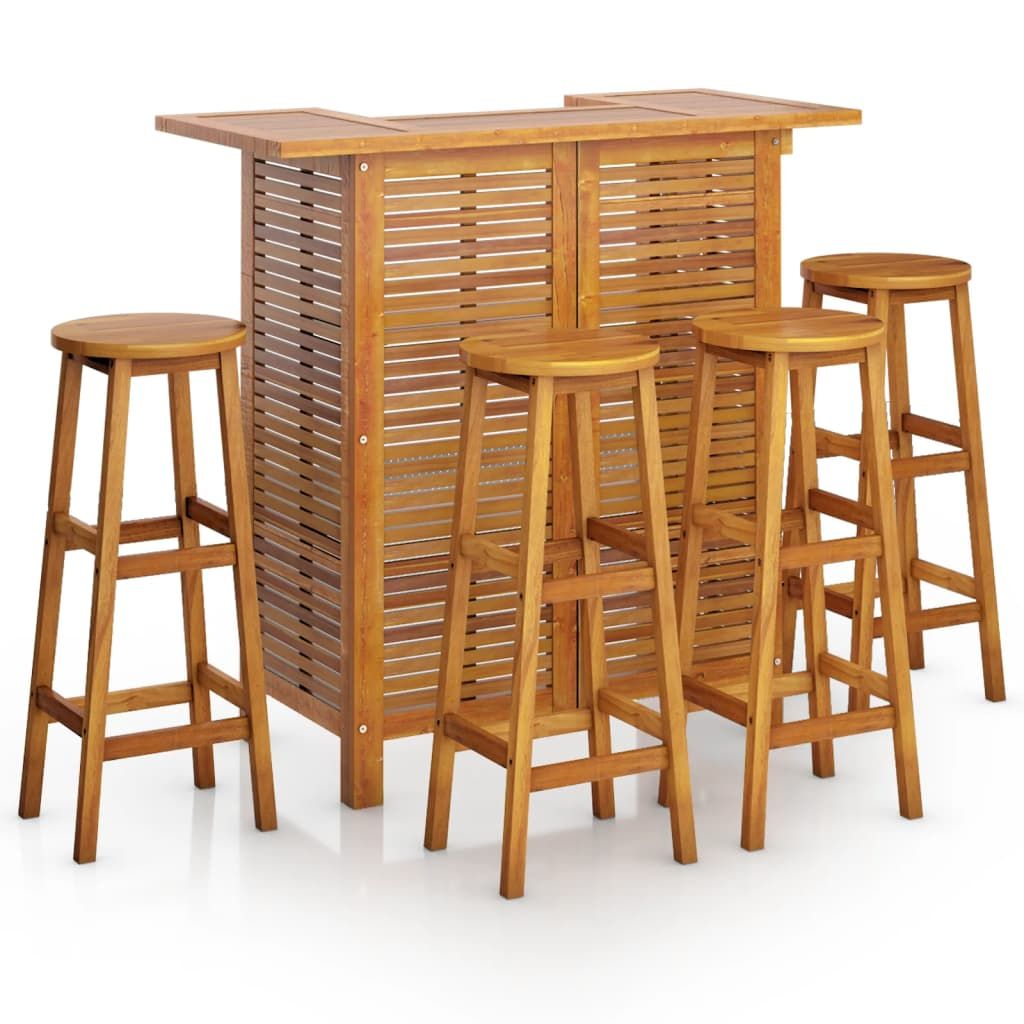 vidaXL 5 Piece Patio Bar Set Solid Wood Acacia