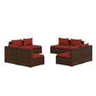 vidaXL 8 Piece Patio Lounge Set with Cushions Poly Rattan Brown