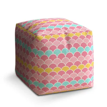 Sablio Taburet Cube Barevné šupiny - 50x50x50 cm