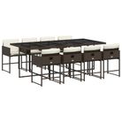 vidaXL 9 Piece Patio Dining Set with Cushions Brown Poly Rattan