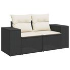 vidaXL Garden Sofa with Cushions 2-Seater Black Poly Rattan