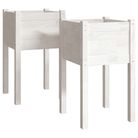 vidaXL Garden Planters 2 pcs White 15.7"x15.7"x27.6" Solid Wood Pine