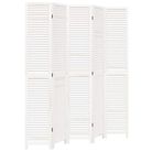 vidaXL Room Divider 5 Panels White Solid Wood Paulownia
