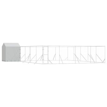 vidaXL Outdoor Dog Kennel with Roof Silver 10x10x2.5 m Galvanised Steel