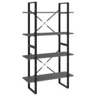 vidaXL 4-Tier Book Cabinet Gray 31.5"x11.8"x55.1" Solid Pine Wood