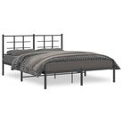vidaXL Metal Bed Frame without Mattress with Headboard Black 59.1"x78.7"