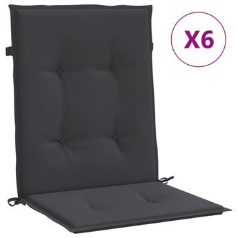 vidaXL Garden Lowback Chair Cushions 6 pcs Black 100x50x3 cm Oxford Fabric
