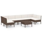 vidaXL 8 Piece Patio Lounge Set with Cushions Poly Rattan Brown