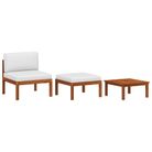 vidaXL 3 Piece Garden Lounge Set with Cushions Wood Acacia&Rope