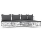 vidaXL 4 Piece Patio Lounge Set with Cushions White Steel