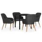 vidaXL 5 Piece Patio Dining Set with Cushions Black