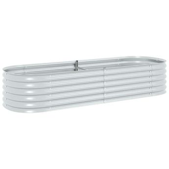 vidaXL Garden Raised Bed 240x80x44 cm Galvanised Steel Silver