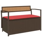 vidaXL Patio Storage Bench with Cushion Brown Poly Rattan