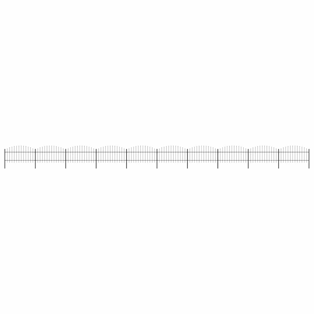 vidaXL Garden Fence with Spear Top Steel 1781.5x125 cm Black