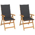vidaXL Garden Chairs 2 pcs with Anthracite Cushions Solid Teak Wood