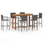 vidaXL 7 Piece Patio Bar Set Gray