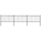 vidaXL Garden Fence with Hoop Top Steel 537x100 cm Black