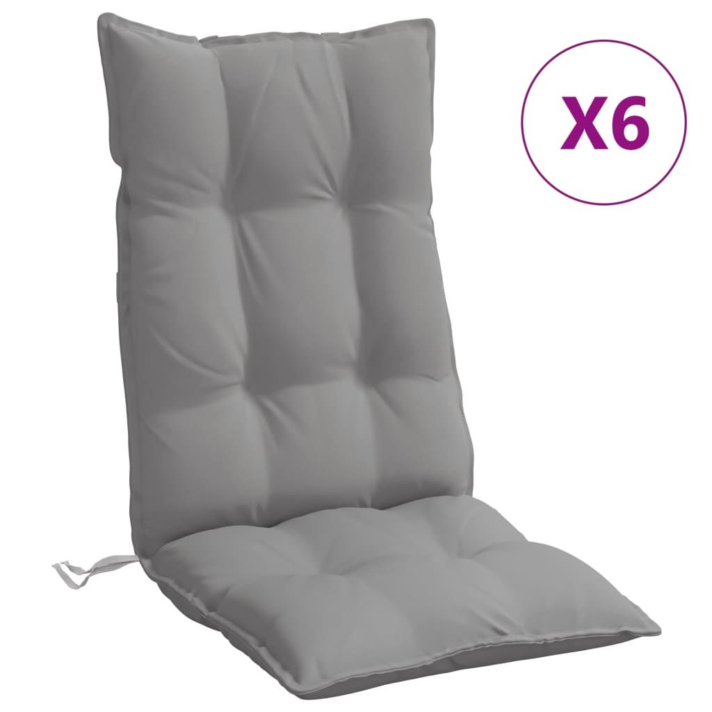 vidaXL Highback Chair Cushions 6 pcs Grey Oxford Fabric