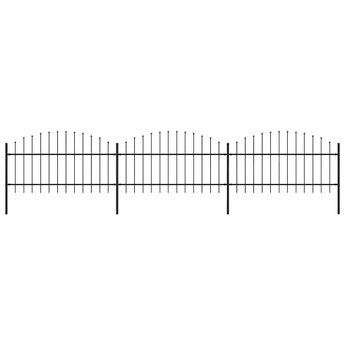 vidaXL Garden Fence with Spear Top Steel 537x125 cm Black